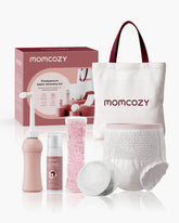 Momcozy kit front packed showing all included postpartum recovery items for easy access