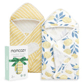 Momcozy lemon towel front packaging showing bright design and softness