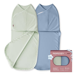 Momcozy swaddle front view showing snug fit and clean design for peaceful sleep