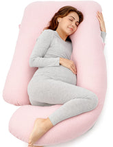 Momcozy U-shaped pillow front view showing full-body support and comfort