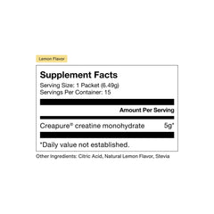 Momentous creatine single-serve packet close-up highlighting easy dosing benefit