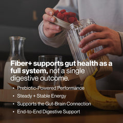 Momentous Fiber+ serving scoop with powder illustrating convenient portioning benefit