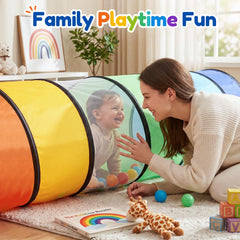 Moncoland pop-up tunnel fully open demonstrating quick setup for instant play