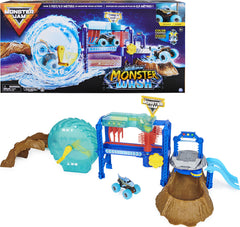 Monster Jam Megalodon Monster Wash front view showing full 3-foot playset and interactive features for longer play