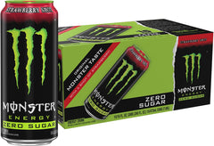 Monster Zero Sugar Strawberry front can showing label and bright design for easy identification