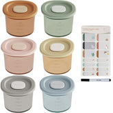 Moonkie front packaging showing set of colorful silicone jars and benefits