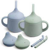 Moonkie front view of 2-pack training cups showing size and colors for easy choice