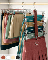 MORALVE front view of beechwood 5-tier hanger showing tidy storage benefit