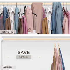 MORALVE hanger in closet holding pants and scarves to maximize space