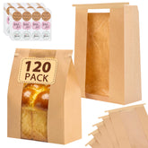 Moretoes front view showing kraft bag and clear window for attractive display