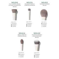 MORPHE five face brushes flat lay highlighting shape variety and control