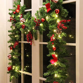 MorTime garland front view showing full 9ft decorated length and warmth