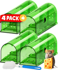 Motel Mouse front packaging showing four humane live-catch traps and benefits