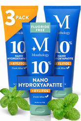 Mouthology front packaging three-pack showing mint tubes and benefits