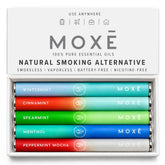 MOXE inhaler front packaging showing product and compact design benefit