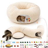 MOYMO front view of white tunnel bed showcasing entry and mat for play