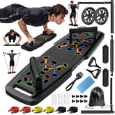 MQRW push up board front view showing color zones and clear muscle targeting