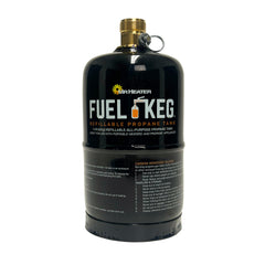 Mr. Heater Fuel Keg front view showing compact reusable propane cylinder for savings