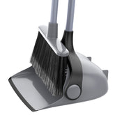MR.SIGA broom and dustpan front view showing full gray set and ergonomic design