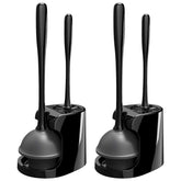 MR.SIGA front view of black plunger and brush set showing compact storage benefit