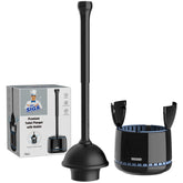 MR.SIGA plunger front view showing sleek black holder and concealed head for tidy storage