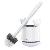 MR.SIGA front view of brush and holder showing compact white design and stability