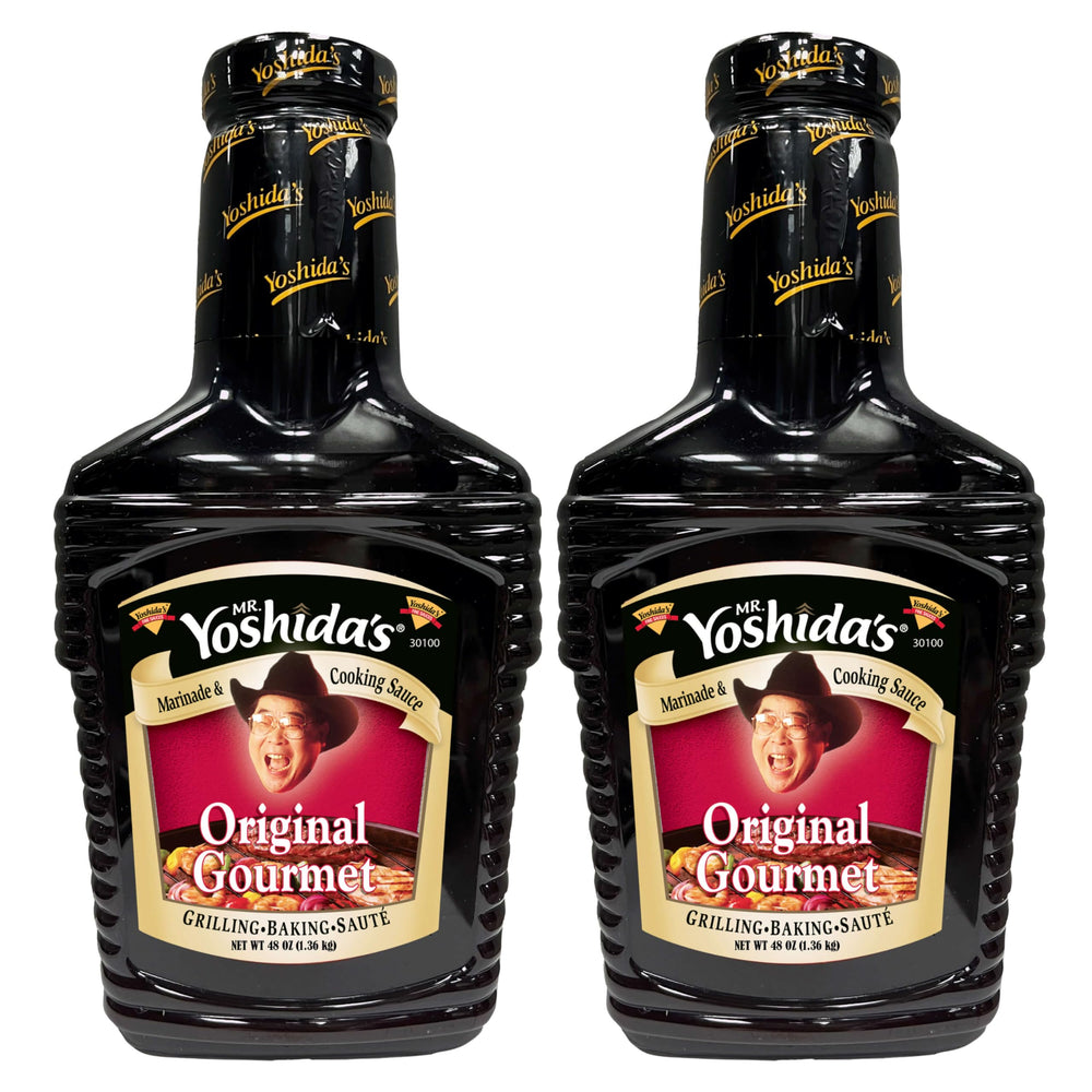 Mr. Yoshida's front label showing 48 oz bottle and product identity benefit convenience