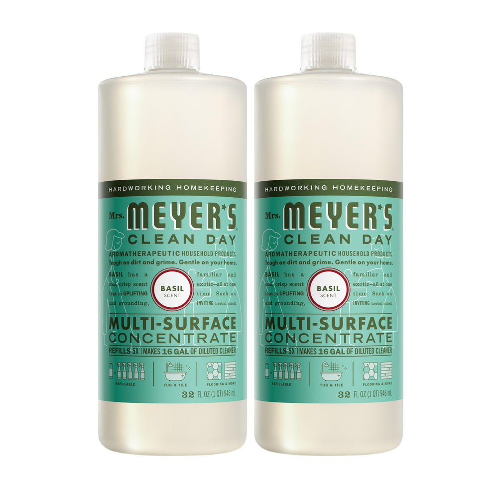 Mrs. MEYER'S front packaging showing basil concentrate and clear labeling for easy identification