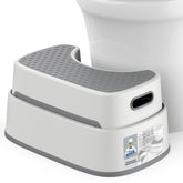 MR.SIGA front view of off-white and dark gray stool showing stable shape and compact design