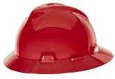 MSA V-Gard front view red full brim showing robust protection