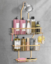 MSAICOE front view over showerhead showing organized bottles and space-saving benefit
