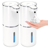 MTYGK front view of two white dispensers showing sleek design and hygienic benefit