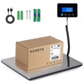 MUNBYN front view platform showing durable weighing surface and clear display benefit accuracy