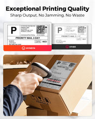 MUNBYN label roll loaded in a direct thermal printer for fast printing