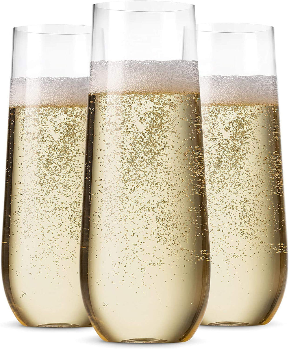 Munfix front pack showing 48 clear stemless flutes and elegant presentation benefit