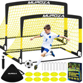 MUROZA front view of two pop up goals showing portability and play setup