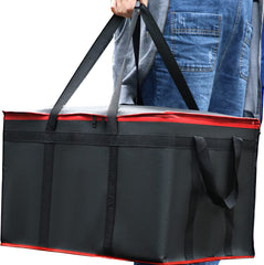 musbus front view of both black and red bags showing size and branding for organized deliveries