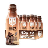 Muscle Milk bottle front packaging showing chocolate flavor and protein benefit