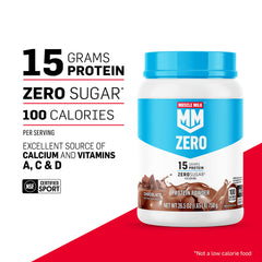 Muscle Milk chocolate shake in glass for quick breakfast protein
