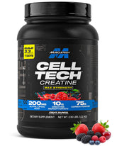 MuscleTech Cell‑Tech front tub showing label and size for clear purchasing