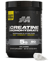 MuscleTech front packaging showing tub and 80 servings benefit