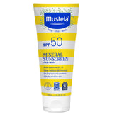 mustela front packaging SPF50 showing clear protection benefits