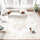 MXSANYOO front view of beige 8x10 vintage rug showing medallion design and balance