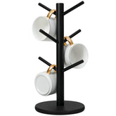 MyLifeUNIT front view of six-hook mug tree showing organized cups and neat storage