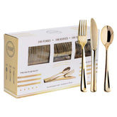 N9R gold cutlery front packaging showing full 300-piece set and elegant presentation