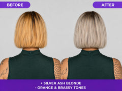naissant mask applied on towel-dried blonde hair for fast toning results
