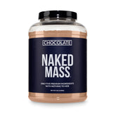 NAKED front packaging showing 8lb container and chocolate label benefits