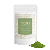 Naoki Matcha front pouch showing label and 100g size for value