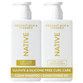Native front packaging showing shampoo and conditioner, clear product benefits