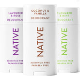 Native front packaging showing three sticks and clean design, conveys trusted freshness